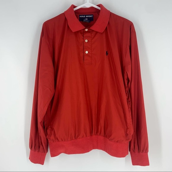 Polo Ralph Lauren Other - POLO SPORT Ralph Lauren Men's size M Red Collar Pullover Windbreaker Sweater
